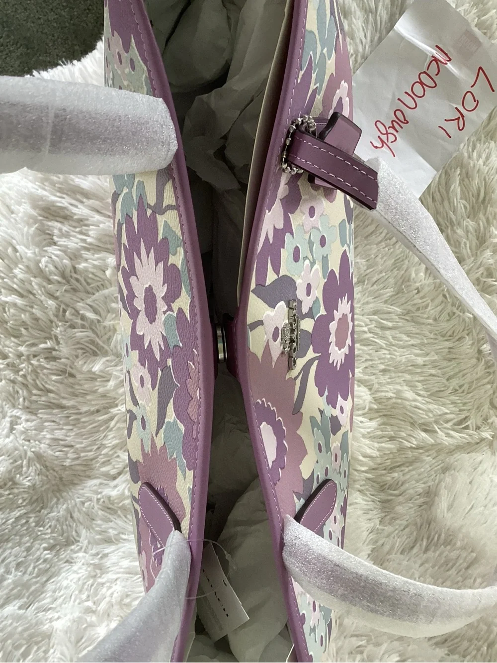 Coach Floral City Tote in Lavender, Cream and Light Blue